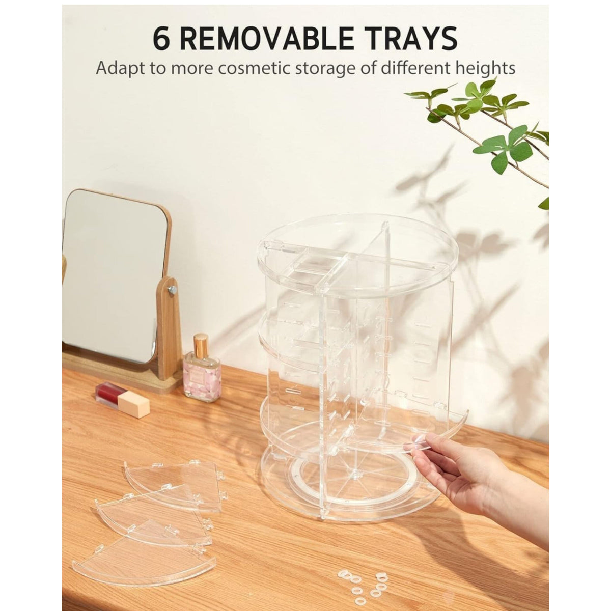 Makeup Organizer Adjustable 360 Rotation Box Case