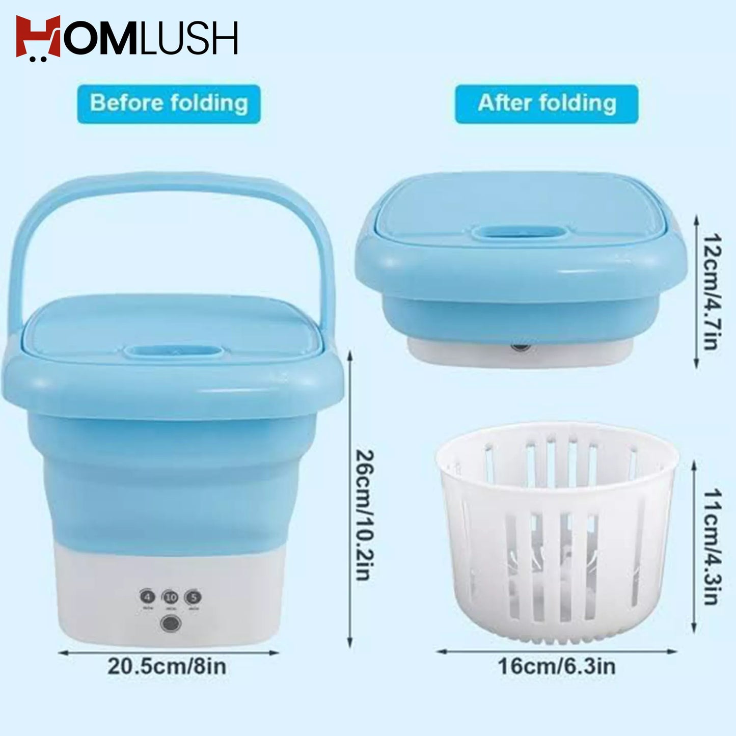 Portable Foldable Washing Machine with Dryer غسالة محمولة قابلة للطي مع مجفف